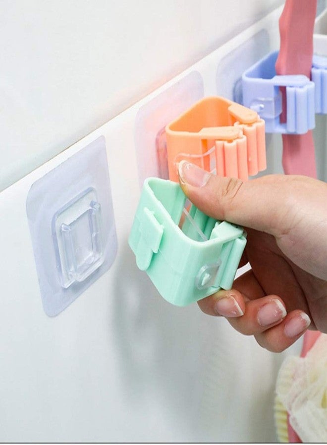 RRJ Mop Broom Holder, Self Adhesive Organizer Wall Mount Clips for Kitchen Bathroom Closet Garden Garage (Multicolor) -2 Pieces - Image 4